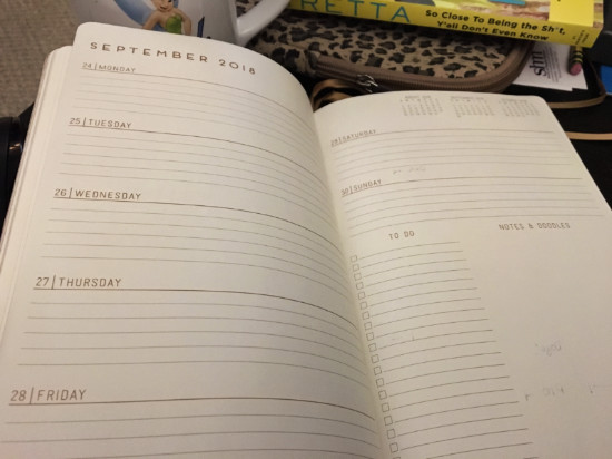 inside spread of planner