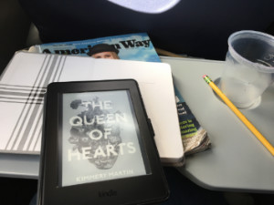 kindle on airplane tray table