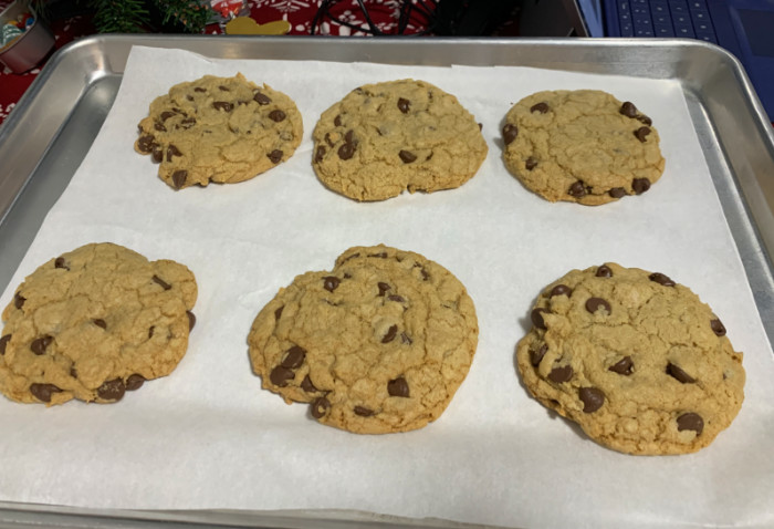 six chocolate chip cookies