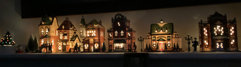 illuminated christmas village houses