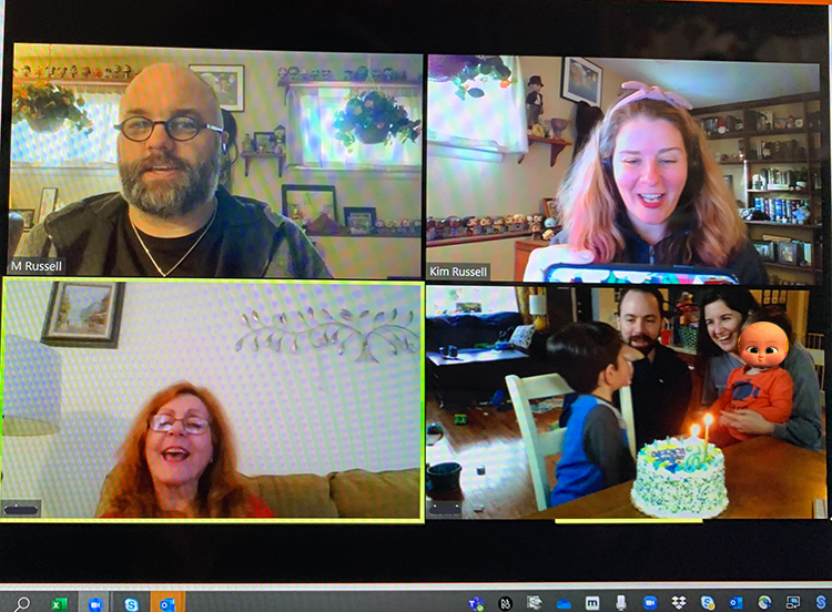 screenshot of birthday party held via Zoom