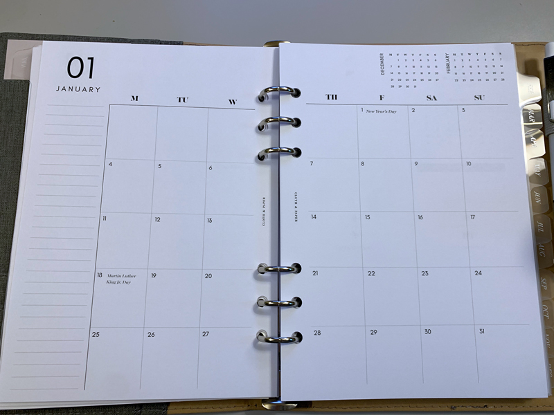 monthly layout  - january 2021