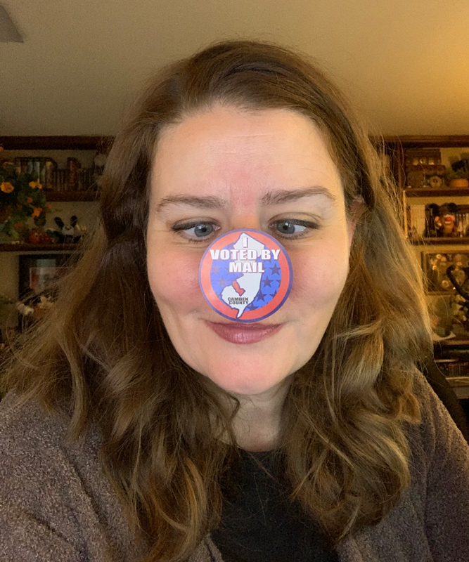 kim with an i voted sticker on her nose