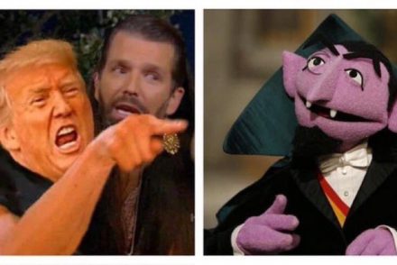 meme of trump yelling at the count from sesame street