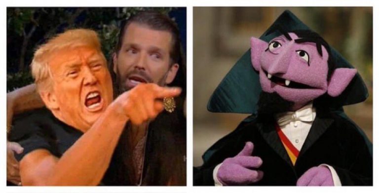 meme of trump yelling at the count from sesame street