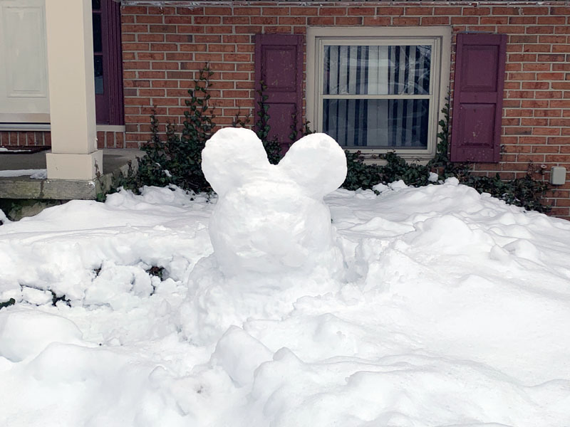 mickey mouse snow sculpture - front view