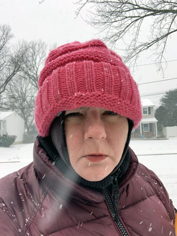 kim, grumpy out in the snow.