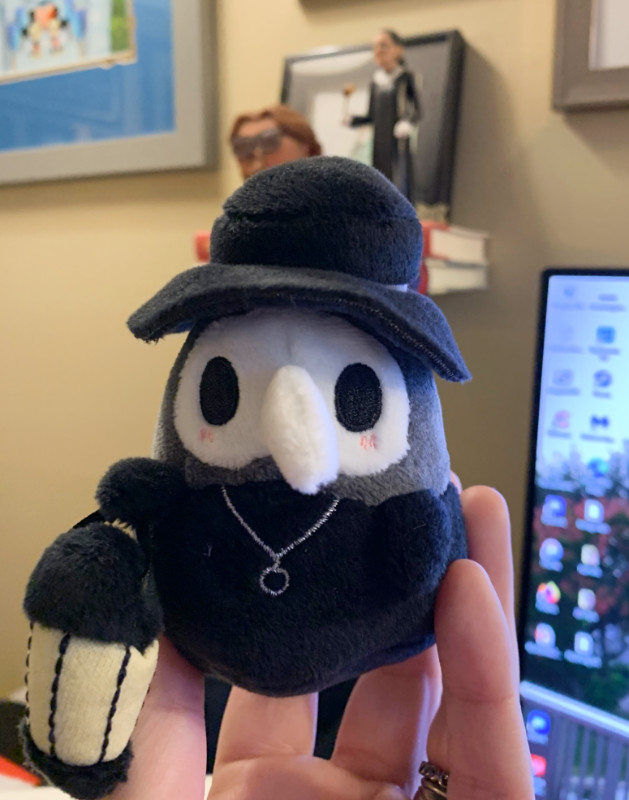 a 5 inch tall stuffed plague doctor, much cuter than it sounds.