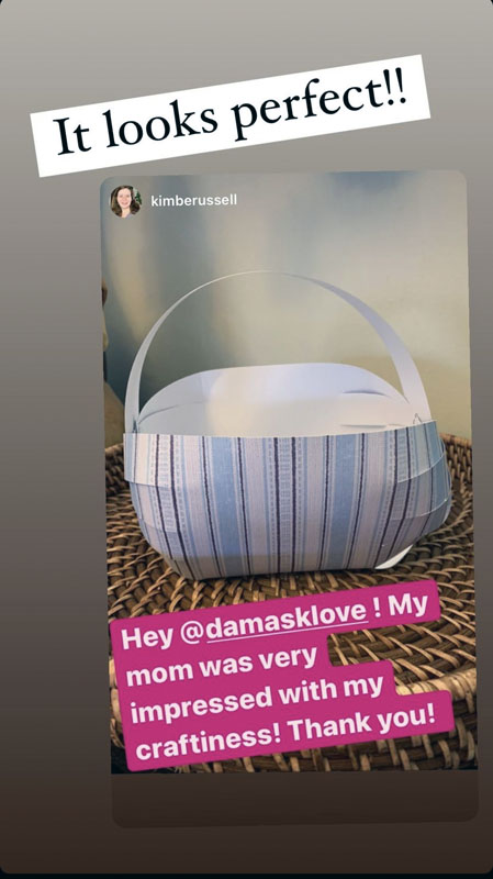 screenshot from Instagram of Amber being pleased with my basic basket.