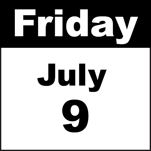 fake calendar page for friday, july 9