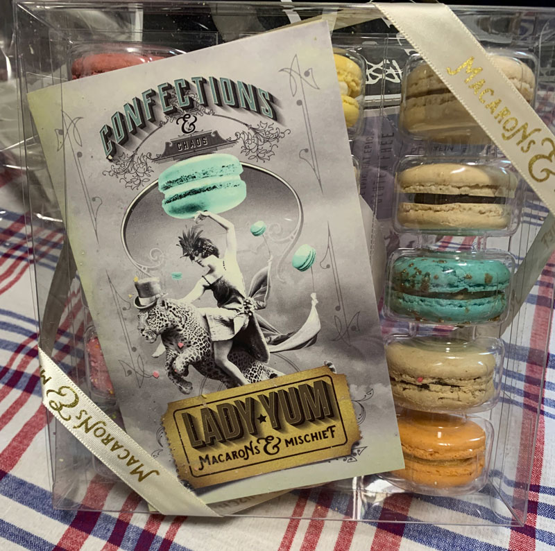 a photo of a box of Lady Yum Macarons