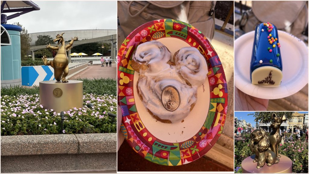 Figment, a cinnamon bun, a strange cake, and Lady and the Tramp