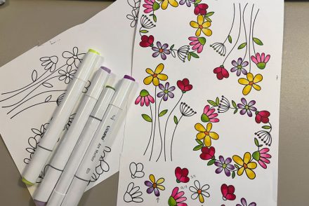 colored floral wreaths and alcohol markers