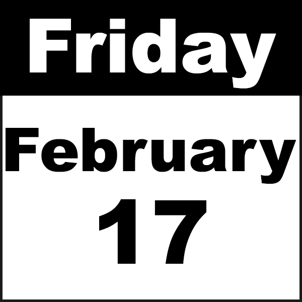 calendar page that says Friday, February 17