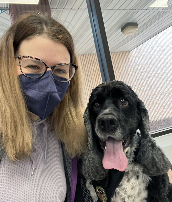 Kim and Murphy at the vet's office.