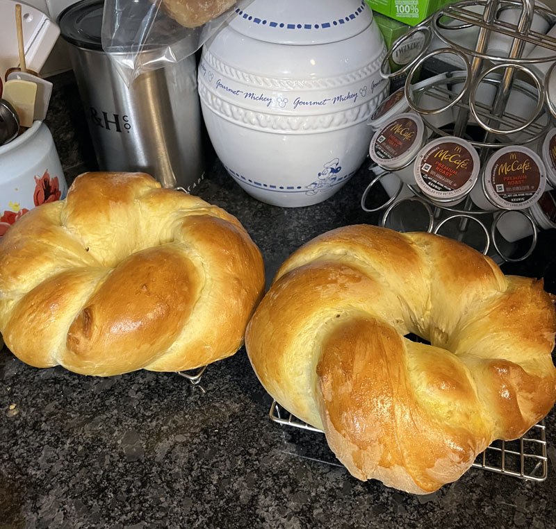 two unglazed easter breads