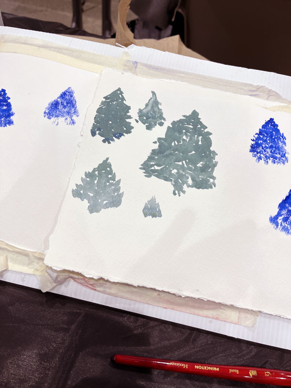 poorly painted watercolor trees