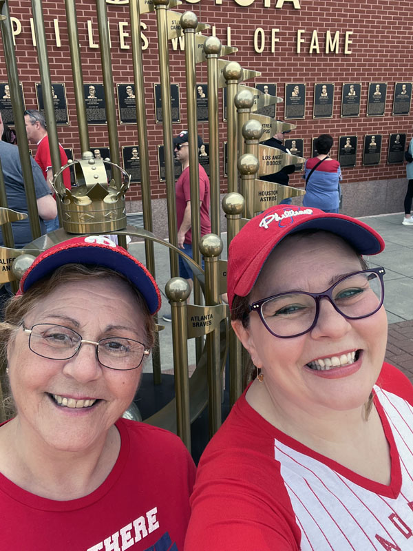 Mom and me, in Phillies garb.