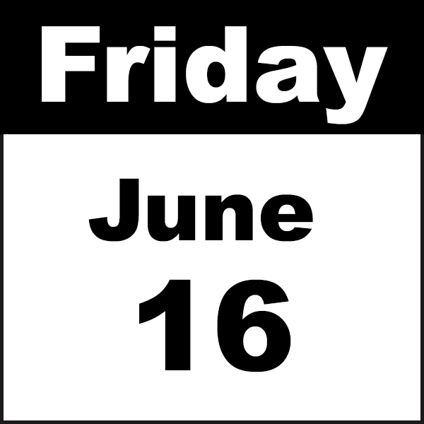 calendar page that says Friday June 16