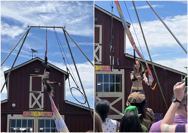 shelli buttons juggling fire and doing a silks act