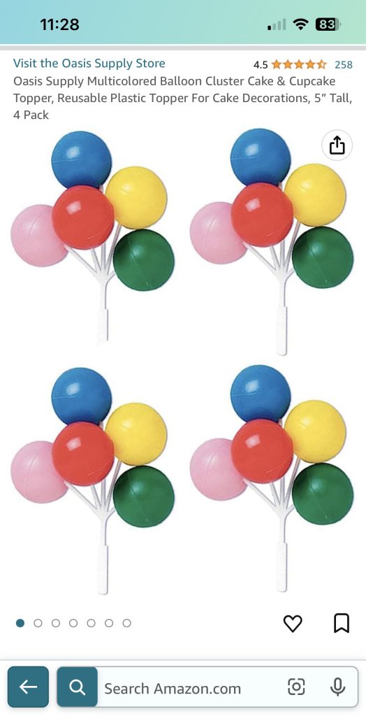 screenshot of plastic balloons on amazon