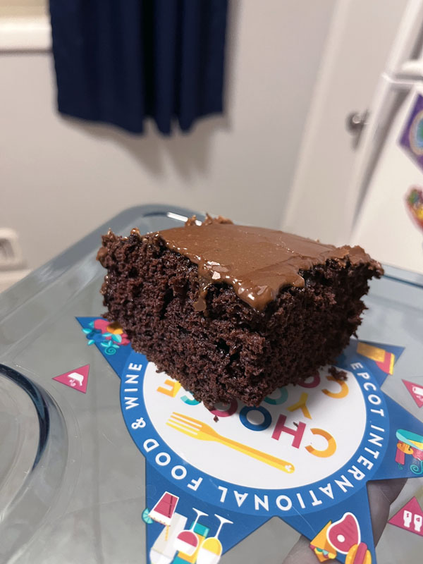 a slice of chocolate cake