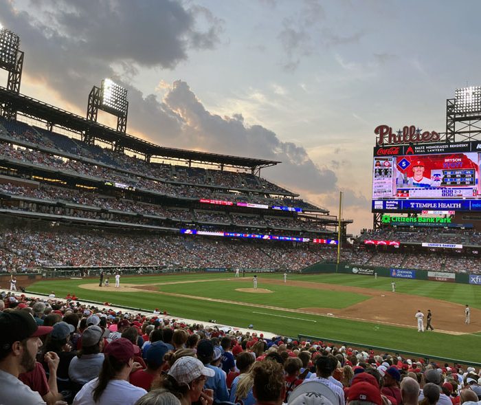 a shot from section 115 at Citizens Bank Park. The Phillies are at bat.