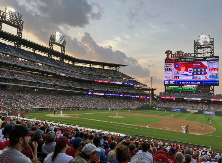 a shot from section 115 at Citizens Bank Park. The Phillies are at bat.