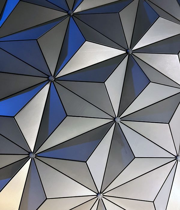 a closeup of the surface of Spaceship Earth in Epcot.