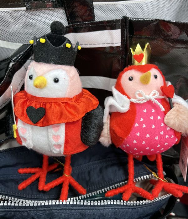 two of Target's seasonal birds, dressed as the king and queen of hearts. This turned no-spend January into low-spend January.