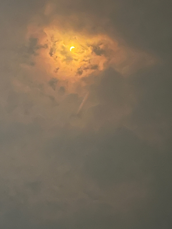 a really crummy picture of the solar eclipse -it was cloudy.