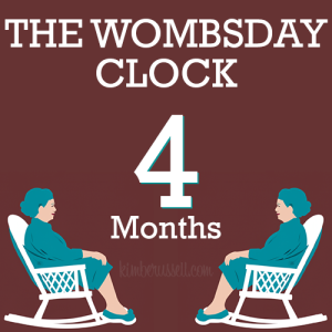 a graphic that says "wombsday clock 4 months" with graphics of blue haired ladies on rockers