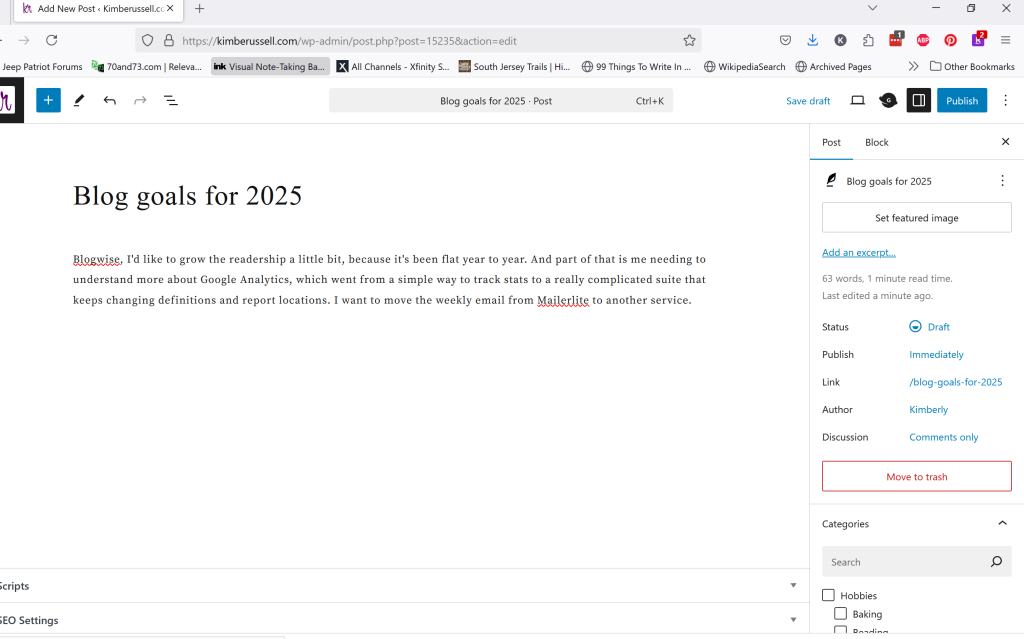 a screenshot of this blog post being written in WordPress