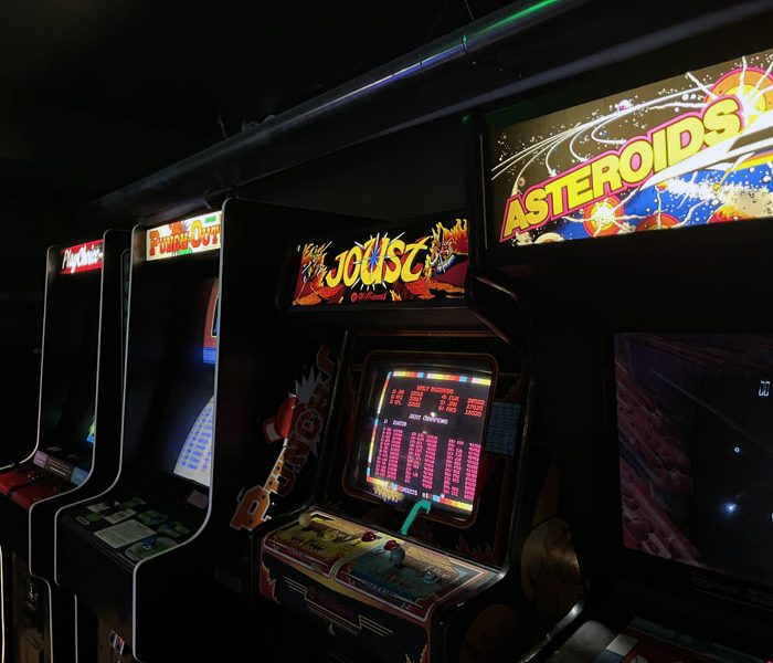 old videogames at Barcade in Philadelphia: L-R: Playchoice, Punch-out, Joust, Asteroids