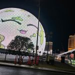 the las vegas sphere. It is smiling as we drive by