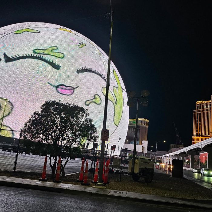 the las vegas sphere. It is smiling as we drive by