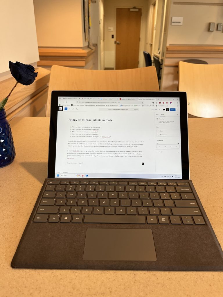 this post in draft form on the screen of my microsoft surface, in a beige and beiger room that is the telltale decor of a medical waiting room.