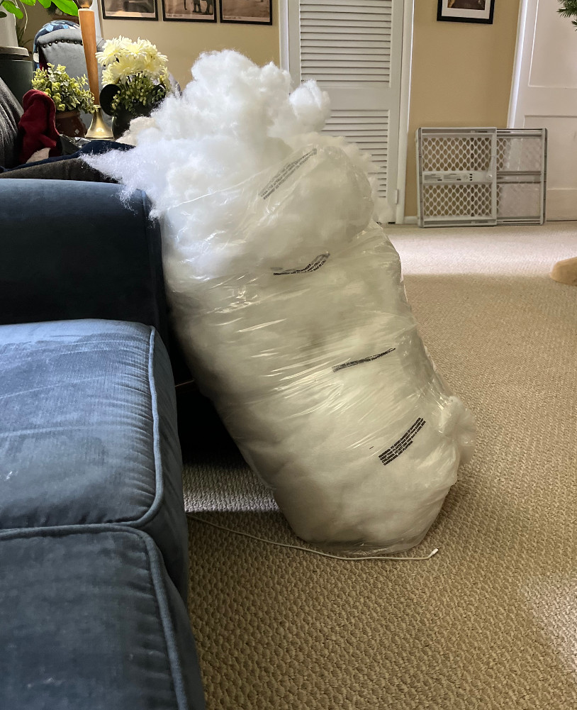 a bag of poly-fil after I used some. It looks like I have more than I did when I started.