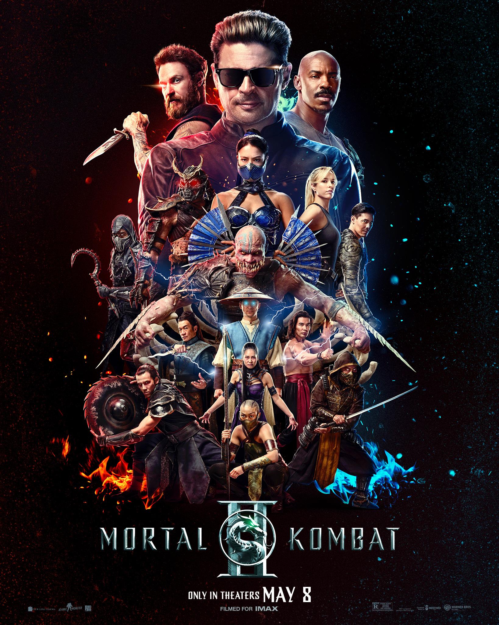 mortal kombat 2 poster, a pile of combatants vaguely resembling the video game characters